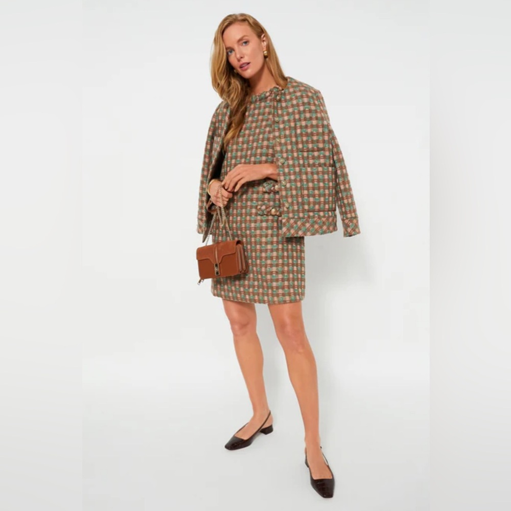 Tuckernuck Green and Brown Mini Dress Set for Work